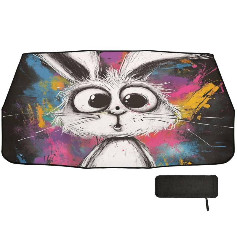 Regenschirm mit Cartoon-Kaninchen-Kunstmalerei, UV-Schutz, faltbar, wie im Fernsehen gesehen, Windschutz von WDdZzyy
