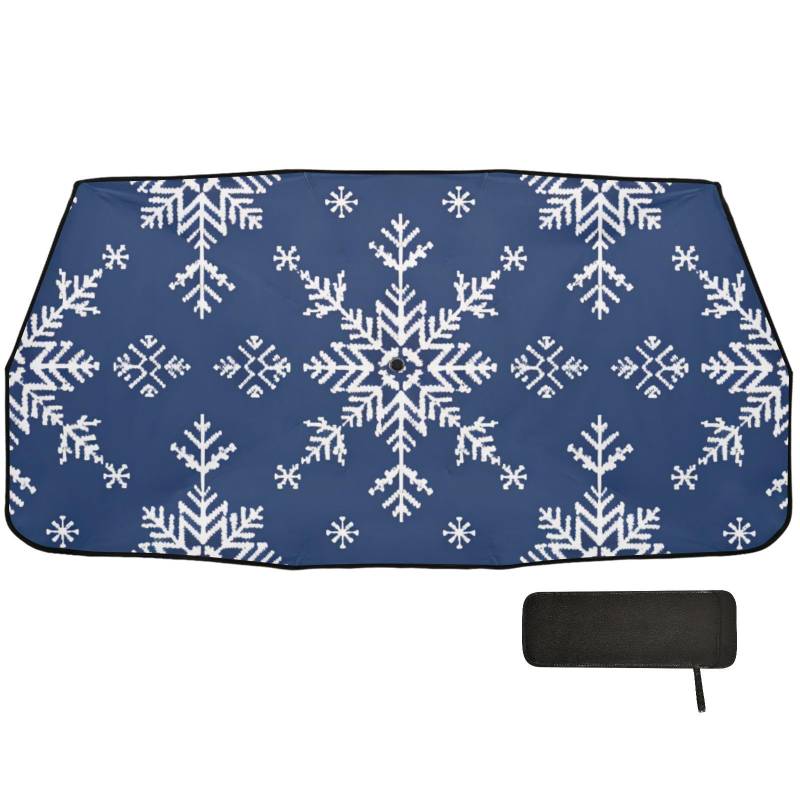 Snowflakes faltbarer Auto-Sonnenschirm, marineblau, blockiert Wärme, faltbares Design, Hitzeschutz, Schutz de sol para carro von WDdZzyy
