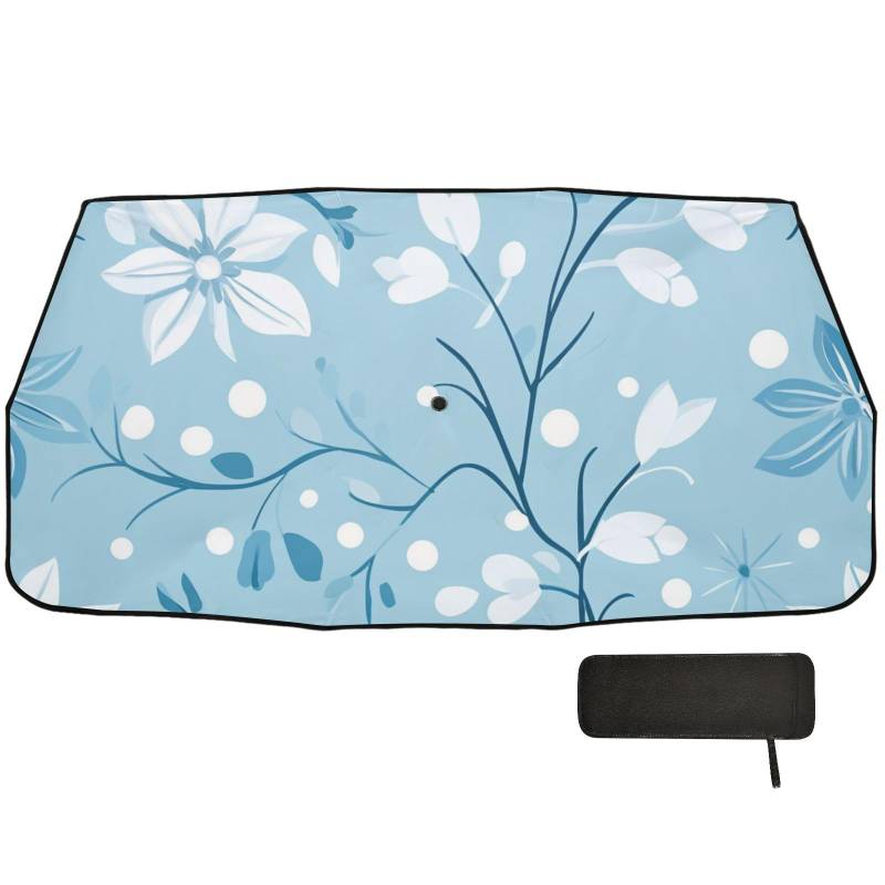 Sonnenblende für Windschutzscheibe, faltbar, für Damen, mit Blumenmuster und Blumenmuster, Blau von WDdZzyy