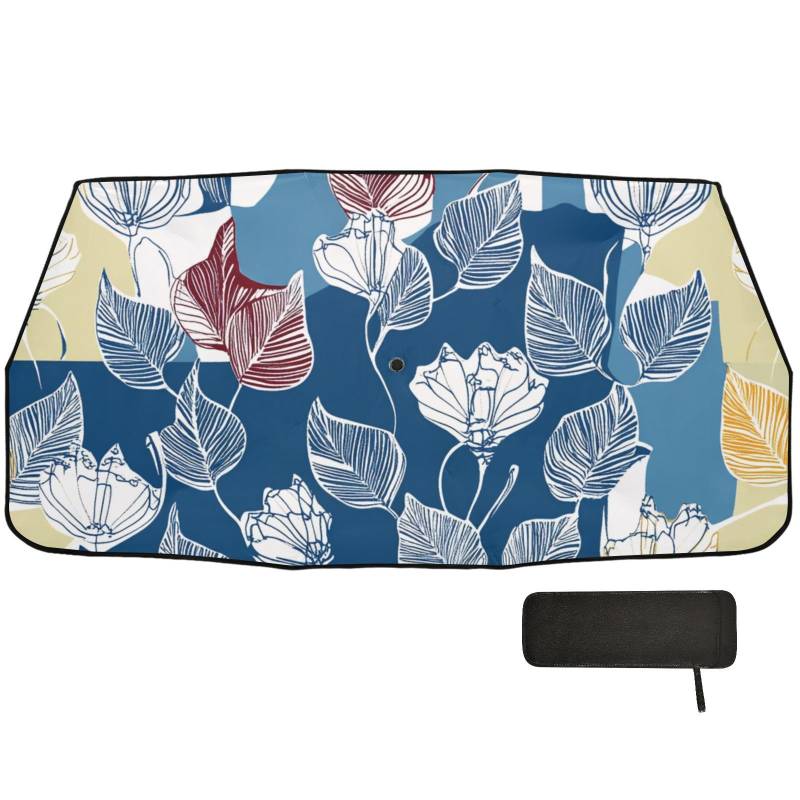 Sonnenschirm mit Blättermotiv, blau, hält das Auto kühl, faltbar, wie im Fernsehen gesehen, polarisado para carro von WDdZzyy