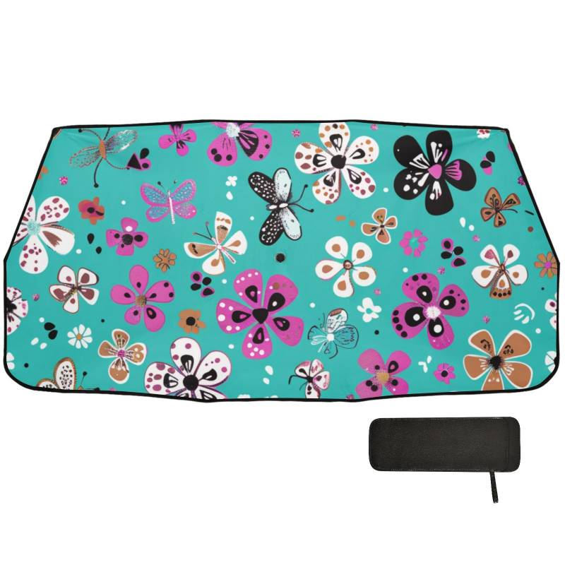 Sonnenschirm mit Blumen und Schmetterlingen, faltbar, für Auto, Acesorios Para Carros Autos von WDdZzyy