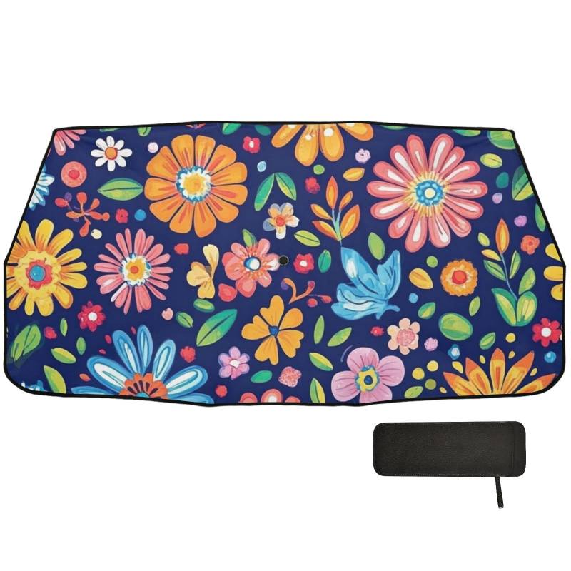 Sonnenschirm mit Gartenblume, marineblau, für Auto, Windschutzscheibe, faltbares Design, Sonnenblocker für Auto, Acesorios Para Carros Autos von WDdZzyy