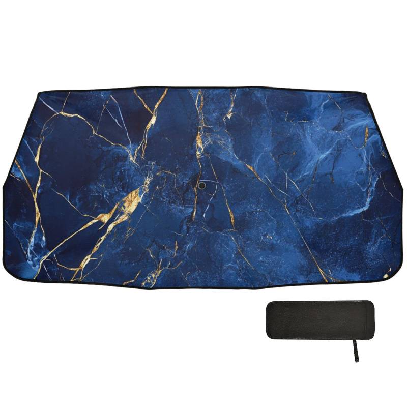 Sonnenschirm mit Marmorstruktur, für die Windschutzscheibe, faltbar, Blau / goldfarben von WDdZzyy