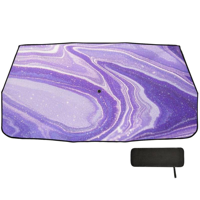 Sonnenschirm mit künstlichem Glitzer, Marmormaserung, violett, blockiert Wärme, UV-Schutz, faltbarer Sonnenschirm für Autos von WDdZzyy