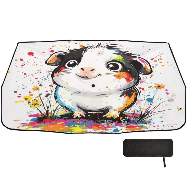 Süßer Meerschweinchen-Regenschirm, künstlerischer Graffiti-Regenschirm, Auto-Sonnenschirm, Frontscheibe, faltbarer Organizer, Schutz, Solar-Sonnenschirm de Auto von WDdZzyy