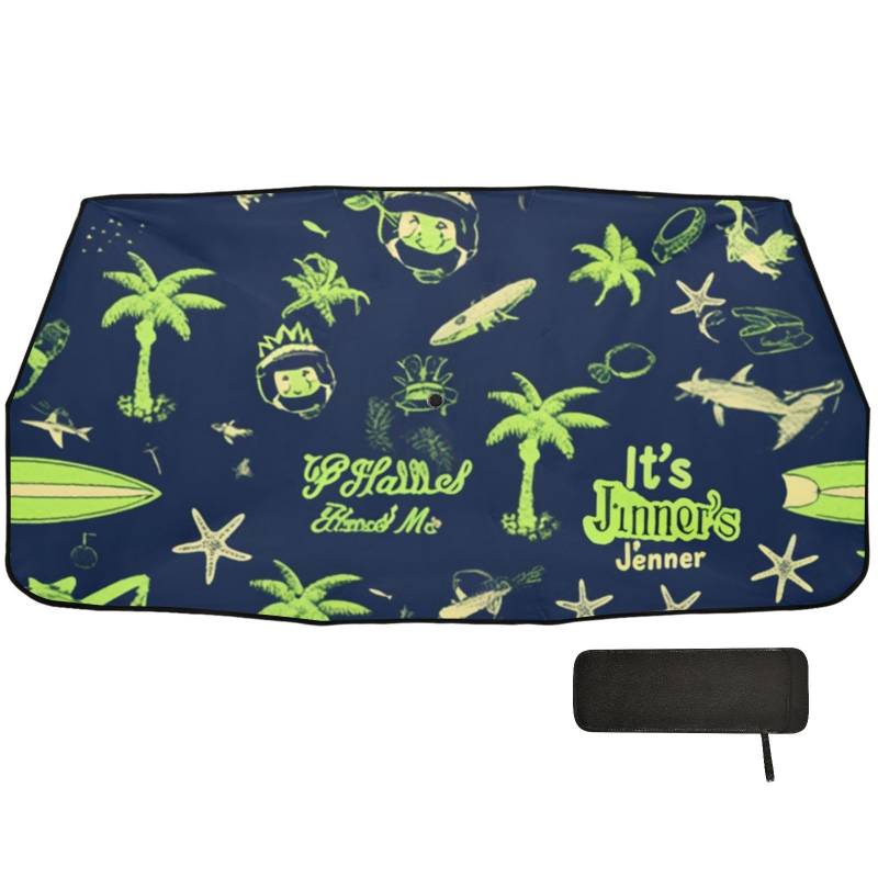 Summer Green Blue Elements Auto-Sonnenschirm, blockiert Hitze, UV-Schutz, faltbares Design, Sonnenschirm für Autos von WDdZzyy