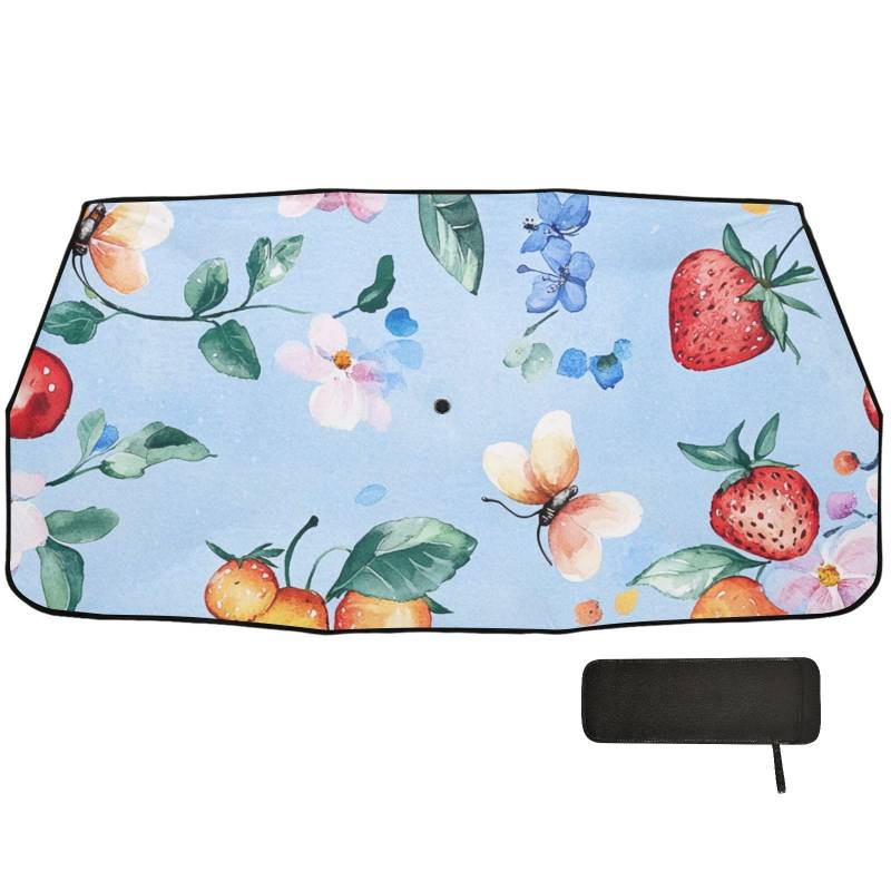 Sweet Fruit Blue Auto-Sonnenschutz für Windschutzscheibe, faltbar, wie im Fernsehen zu sehen, Zubehör Tapa Sol Para Autos von WDdZzyy