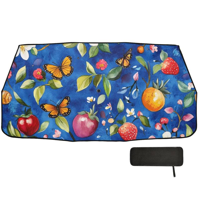 Sweet Fruit Sonnenblende für die Windschutzscheibe, faltbar, Organizer, Hitzeschutz, Blau von WDdZzyy