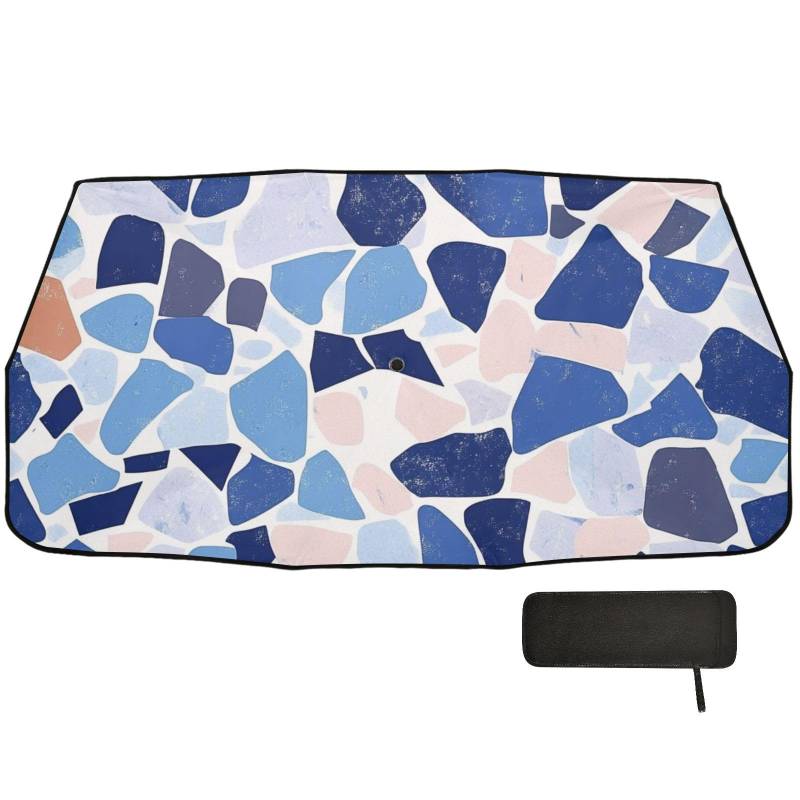 Terrazzo Pattern Glory Blue Auto-Sonnenschutz für Windschutzscheibe, faltbar, Hitzeschutz, Sonnenschirm für Autos von WDdZzyy