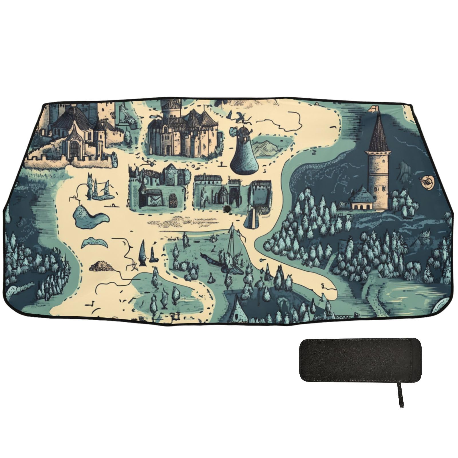 Vintage Game Map Blue Automotive Interior Sun Protection Foldable Organizer Sunscreen Protector Solar para carros Vintage Game Map Blue Automotive Interior Sun Protection Foldable Organizer Sunscreen Protector Solar para carros von WDdZzyy