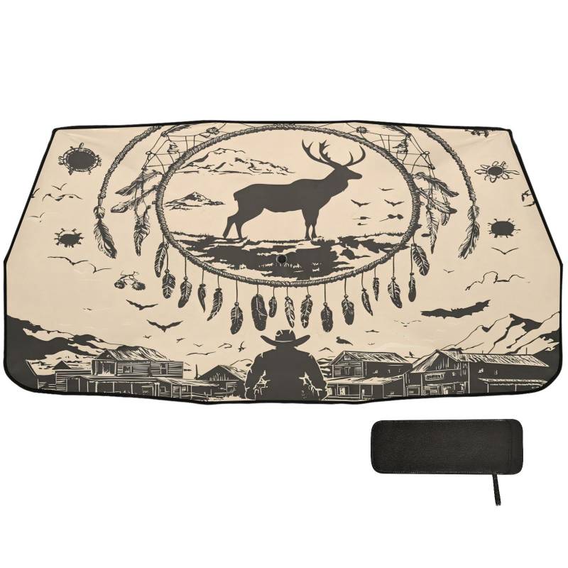 Western Cowboy Traumfänger Visier für Auto Windschutzscheibe Faltbarer Organizer Sonnenschutz für Auto Tapasolen Para Carro von WDdZzyy