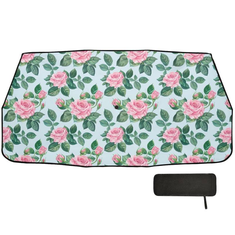 Windschutz mit Rosenblüten-Motiv, faltbar, für Auto-Sonnenschirm, Blau von WDdZzyy
