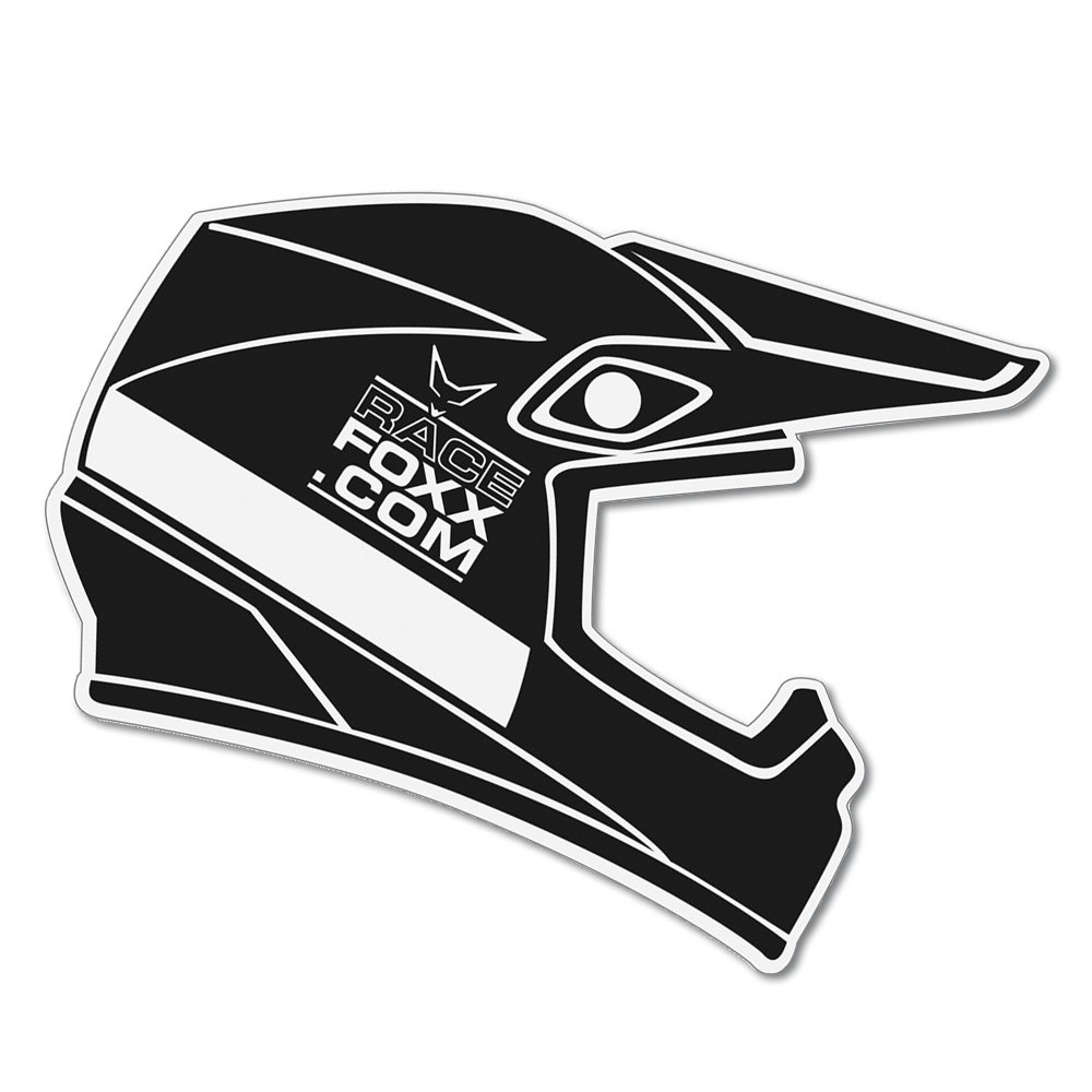 Aufkleber MX Helm, Motocross, Autoaufkleber, Motorradaufkleber, Sticker, Folie, Rennsport, Motorsport, schwarz, RACEFOXX von WE ARE RACING. RACEFOXX.COM