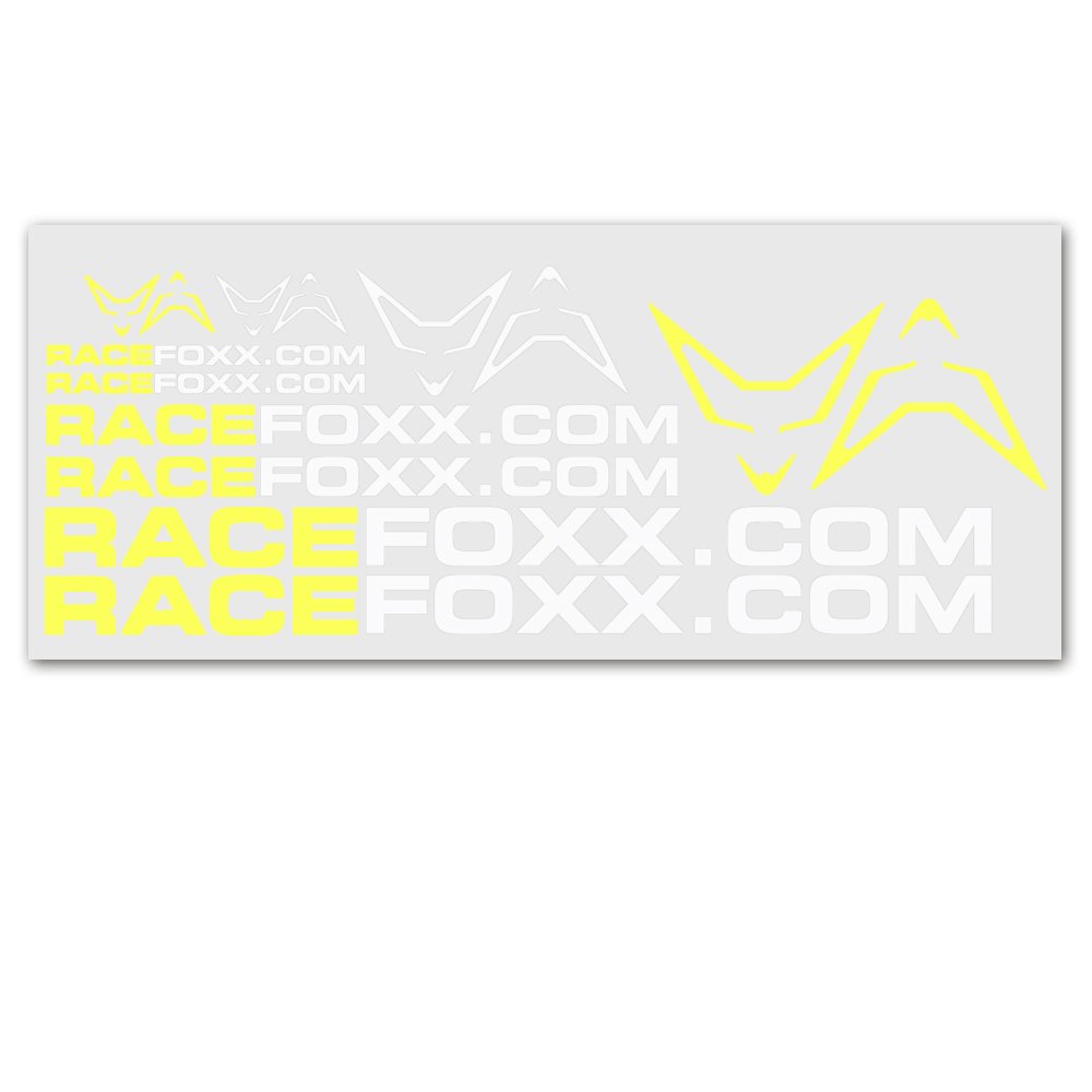 RACEFOXX Aufkleberbogen, Aufkleber, Folie, Autoaufkleber, Motorradaufkleber, neon gelb/weiß von WE ARE RACING. RACEFOXX.COM