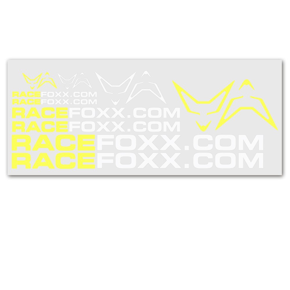 RACEFOXX Aufkleberbogen, Aufkleber, Folie, Autoaufkleber, Motorradaufkleber, neon gelb/weiß RACEFOXX Aufkleberbogen, Aufkleber, Folie, Autoaufkleber, Motorradaufkleber, neon gelb/weiß von WE ARE RACING. RACEFOXX.COM