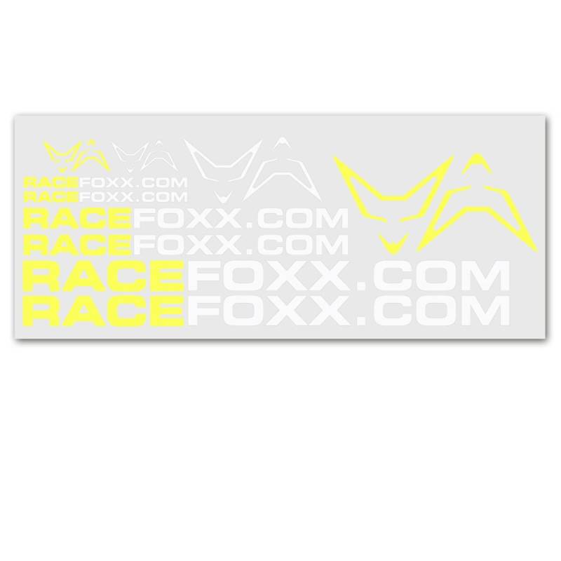 RACEFOXX Aufkleberbogen, Aufkleber, Folie, Autoaufkleber, Motorradaufkleber, neon gelb/weiß von WE ARE RACING. RACEFOXX.COM