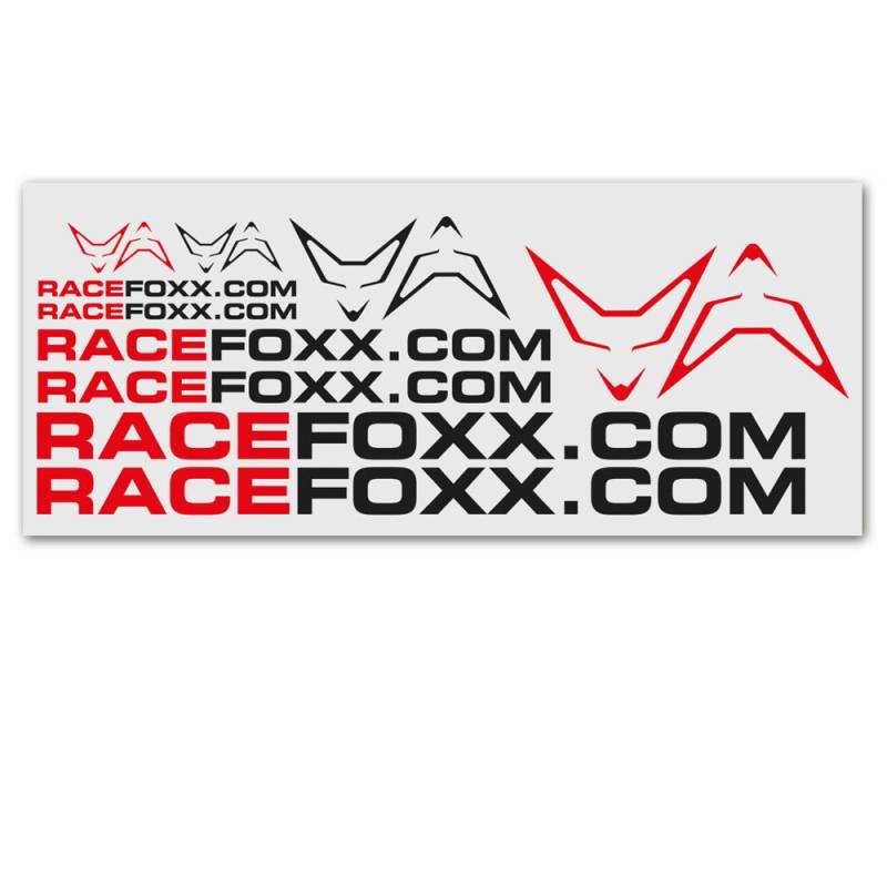 RACEFOXX Aufkleberbogen, Aufkleber, Folie, Autoaufkleber, Motorradaufkleber, rot/schwarz von WE ARE RACING. RACEFOXX.COM