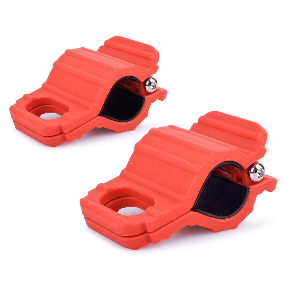 RACEFOXX Motorrad Lenker/Rahmen Abspann - Klammern, Abspannsystem Clips, zum abspannen von Motorrädern oder Rollern auch mit Handschutz Transportclips für Zurrgurte 2er Set, rot von WE ARE RACING. RACEFOXX.COM