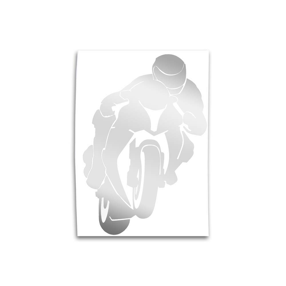 RACEFOXX Motorradfahrer Motorrad Motorradaufkleber Auto Aufkleber Autoaufkleber Sticker (Silber) von WE ARE RACING. RACEFOXX.COM