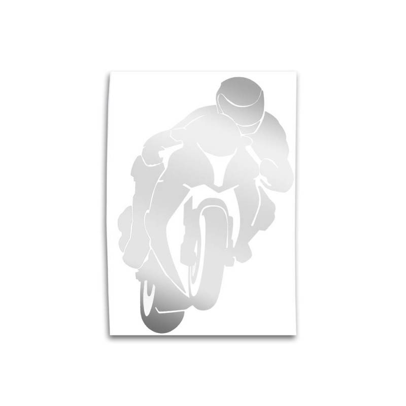 RACEFOXX Motorradfahrer Motorrad Motorradaufkleber Auto Aufkleber Autoaufkleber Sticker (Silber) von WE ARE RACING. RACEFOXX.COM