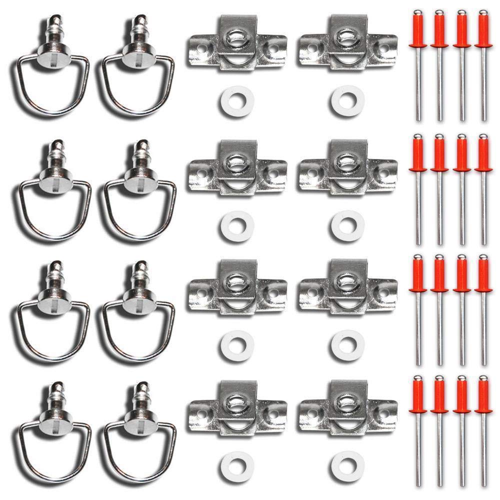 Schnellverschlüsse, Verschlüsse, Motorradverkleidung, Schrauben, 8er Set, 14 mm, silber, Nietplatte, RACEFOXX von WE ARE RACING. RACEFOXX.COM