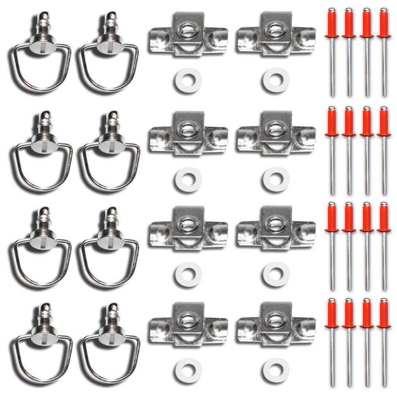 Schnellverschlüsse, Verschlüsse, Motorradverkleidung, Schrauben, 8er Set, 17 mm, silber, Nietplatte, RACEFOXX von WE ARE RACING. RACEFOXX.COM