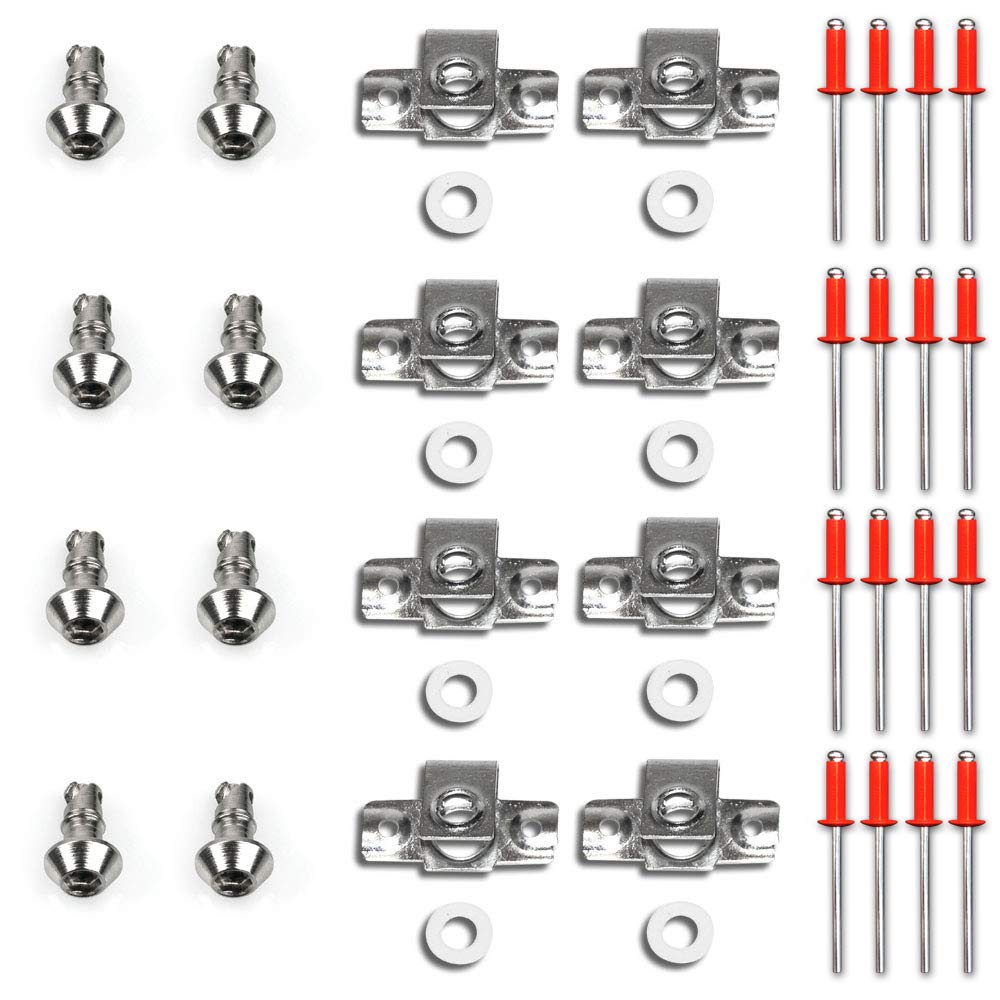 Schnellverschlüsse, Verschlüsse, Motorradverkleidung, Schrauben, Innensechskant/Innenvielzahn, 8er Set, 17 mm, Stahl, Nietplatte, RACEFOXX von WE ARE RACING. RACEFOXX.COM