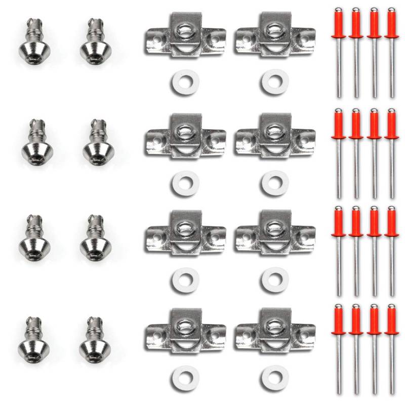 Schnellverschlüsse, Verschlüsse, Motorradverkleidung, Schrauben, Innensechskant/Innenvielzahn, 8er Set, 17 mm, Stahl, Nietplatte, RACEFOXX von WE ARE RACING. RACEFOXX.COM