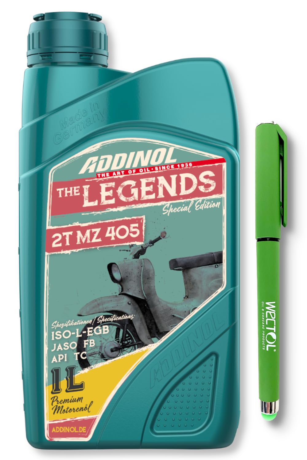 ADDINOL Legends 2T MZ 405 1 Liter NEW Lange Motorlebensdauer + 1 WECTOL Stift (Pro Bestellung) von WECTOL OIL & CARCARE PRODUCTS