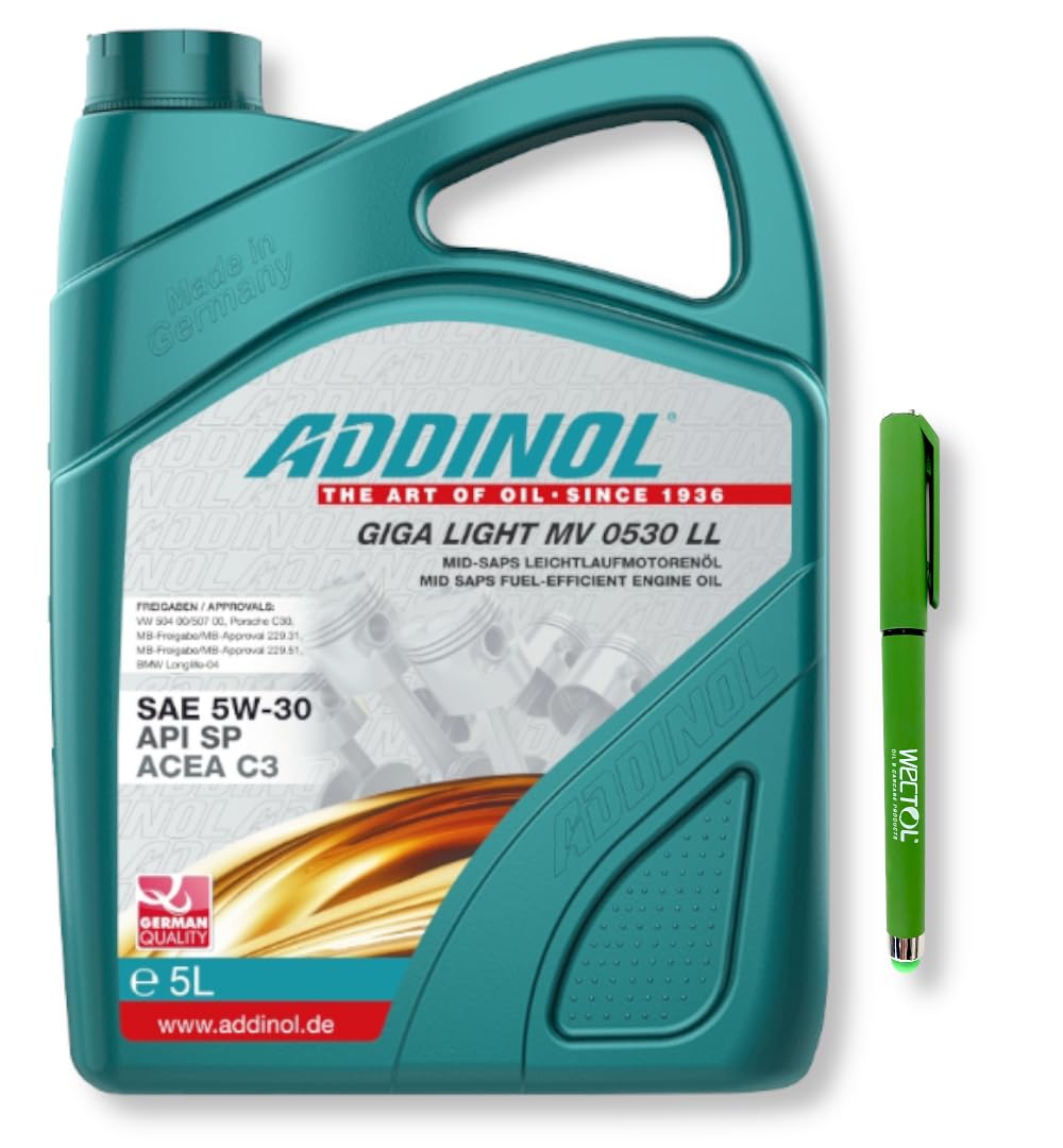 ADDINOL Motoröl 5W30 Giga Light MV 0530 Long Life 5 Liter + WECTOL STIFT von WECTOL OIL & CARCARE PRODUCTS