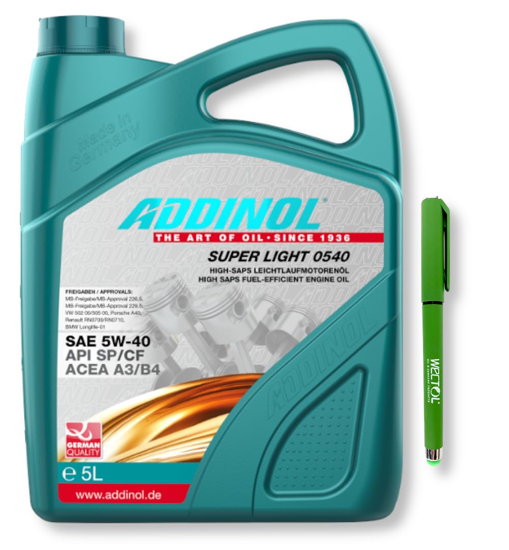 ADDINOL Motoröl 5W40 Super Light 0540 5 Liter + WECTOL STIFT ADDINOL Motoröl 5W40 Super Light 0540 5 Liter + WECTOL STIFT von WECTOL OIL & CARCARE PRODUCTS