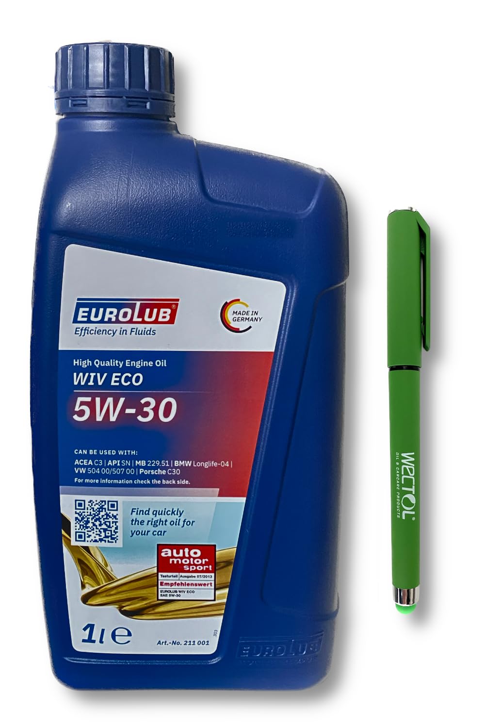 Eurolub Motoröl 5W30 Wiv Eco SAE 5W-30 1 Liter + WECTOL Stift von WECTOL OIL & CARCARE PRODUCTS