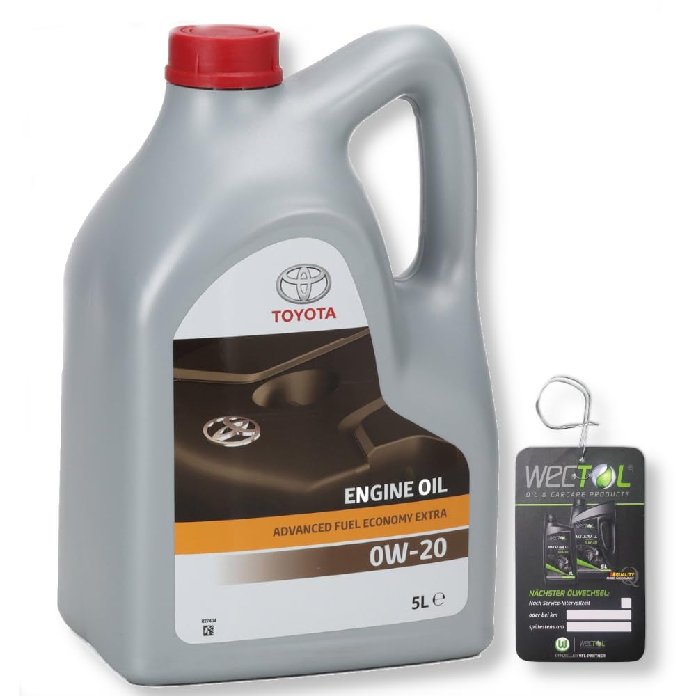Motoröl für Toyota SAE 0W-20, 5 Liter, AFE Extra API SN ILSAC GF-5 inkl. WECTOL Ölwechselanhänger von WECTOL OIL & CARCARE PRODUCTS