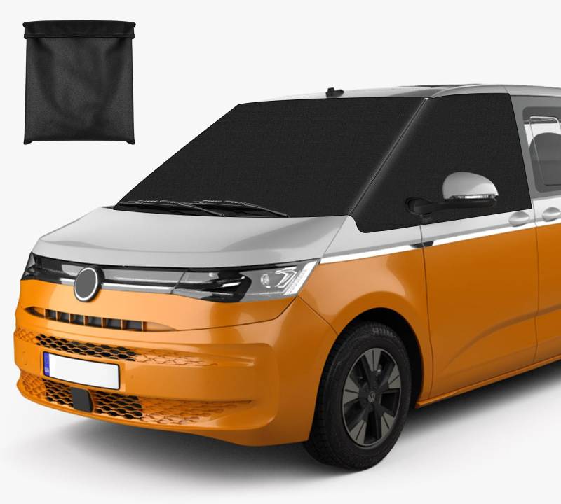 Auto Windschutzscheiben Abdeckung Ersatz für VW T7 2022-2024, 600D Wasserdicht Frontscheibe Sonnenschutz Thermomatten, Blackout Anti-UV/Frost/Ice/Staub Wrap Cover (Für VW T7 Schwarz) von WEDDKAMSH