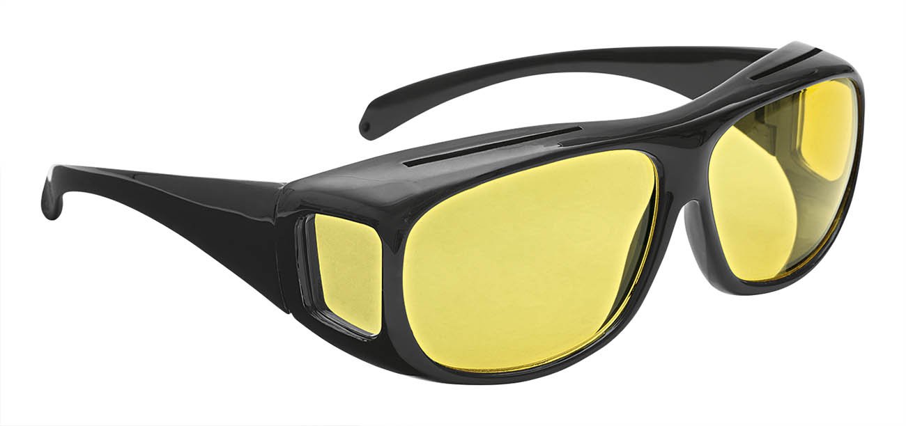 Wedo 27147599 Überzieh Nachtsichtbrille für Autofahrer, für Brillenträger, getönte polarisierende Gläser, gemäß ISO Norm, Hülle und Gebrauchsanleitung, schwarz/gelb von WEDO