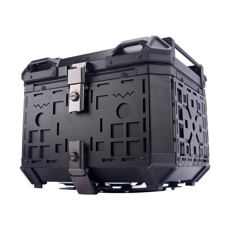 WEHOX 45L Multifunktionale gepanzerte Aluminiumlegierung Heckklappe Motorrad Heckträger Heckklappe Roller Heckträger Kofferraum von WEHOX