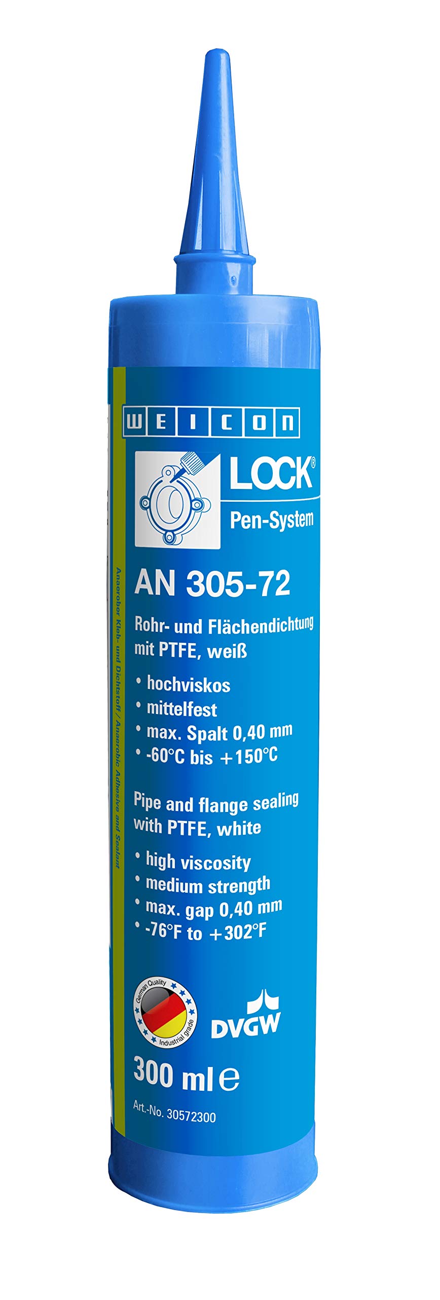 Weicon 30572300 WEICONLOCK AN 305-72 Rohr- und Flächendichtung 300ml DVGW-geprüft hochviskos, weiß von WEICON