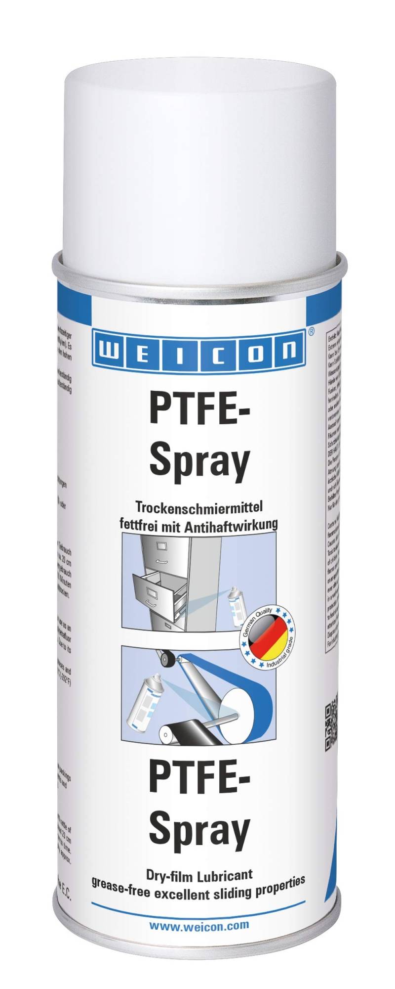 WEICON PTFE Spray 400ml | Trockenschmiermittel mit Antihaft-Effekt | fettfrei | Weiß von WEICON