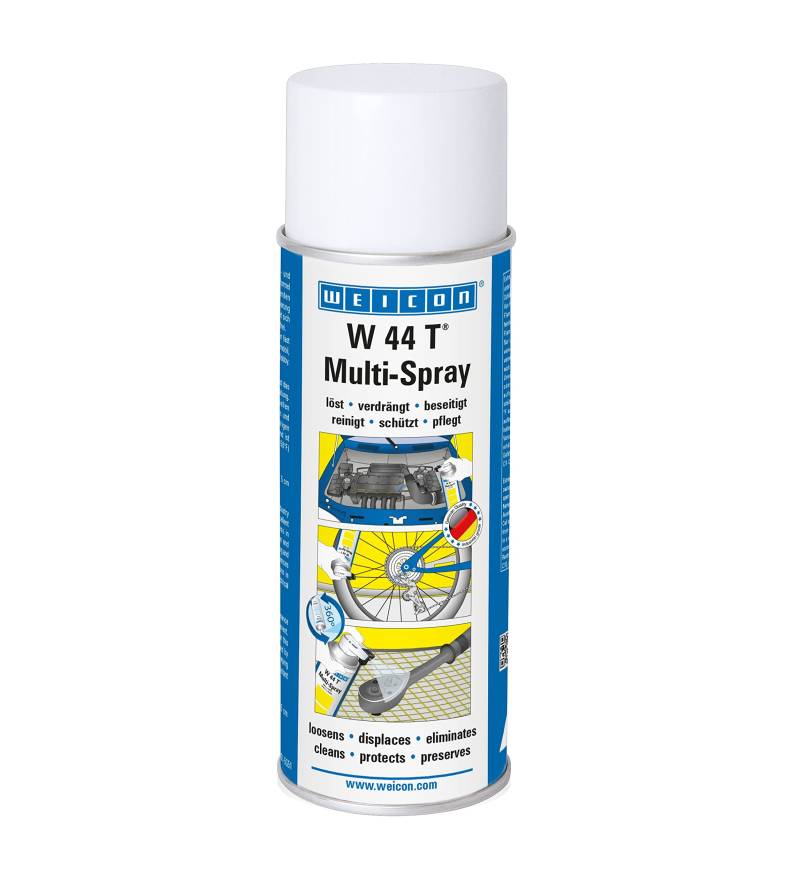 WEICON W 44 T Multi-Spray 200 ml | Multifunktionsöl | 1 Spray, 5 Funktionen | Kriechöl, Rostlöser, Korrosionsschutz, Schmiermittel, Pflegespray von WEICON