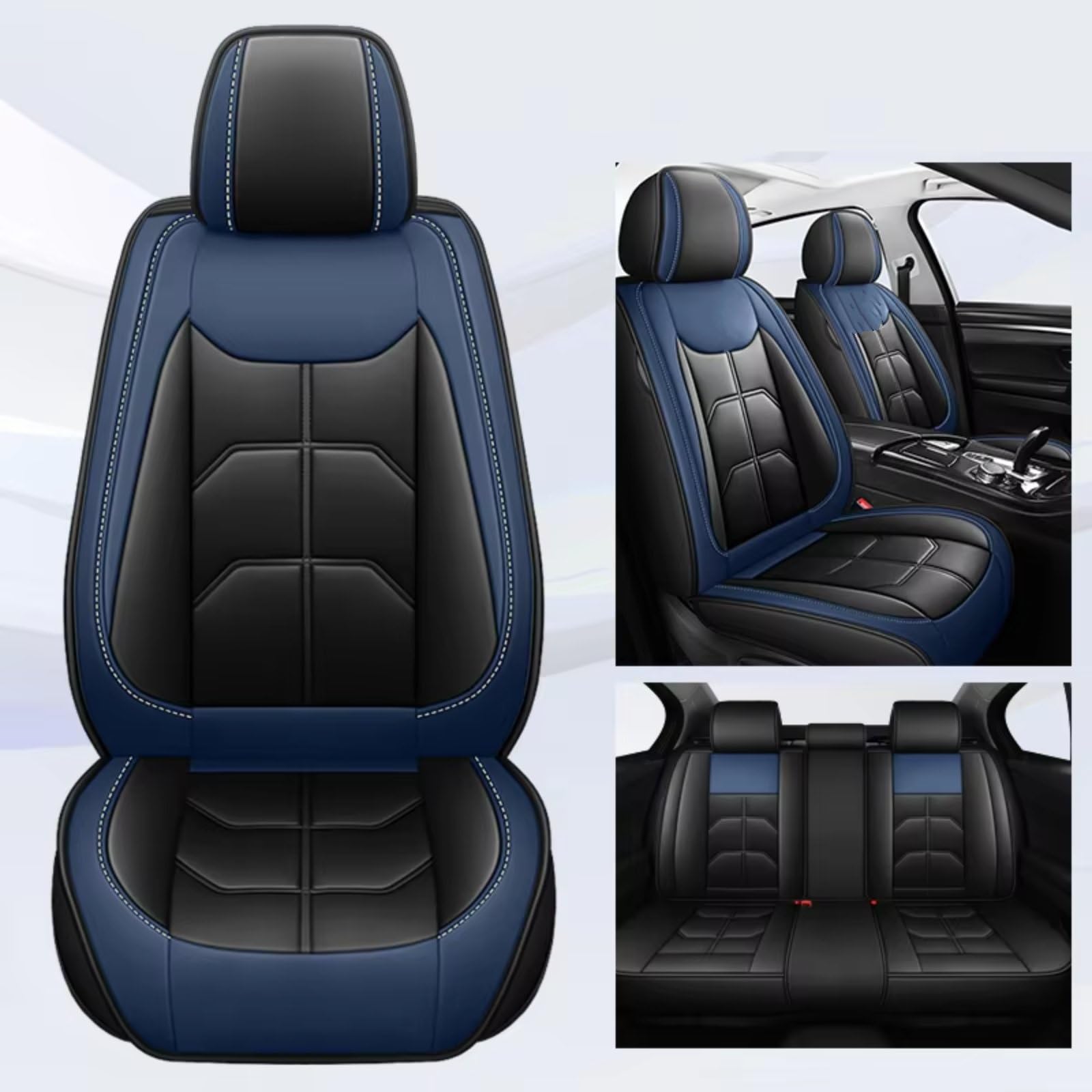 Autositzbezüge Für Citroen C4 Für Picasso C3 C5 C6 DS4 DS5 DS6 DS7 Auto Sitzbezug(F Black Blue 5 Seat) von WEIFANAA