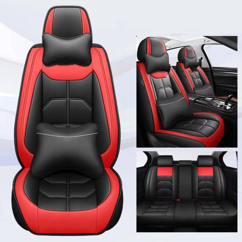Autositzbezüge Für Citroen C4 Für Picasso C3 C5 C6 DS4 DS5 DS6 DS7 Auto Sitzbezug(J Black Red 5 Seat) von WEIFANAA