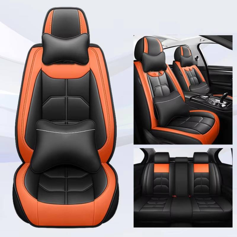 Autositzbezüge Für Citroen C4 Für Picasso C3 C5 C6 DS4 DS5 DS6 DS7 Auto Sitzbezug(N Black Orange 5 Seat) von WEIFANAA
