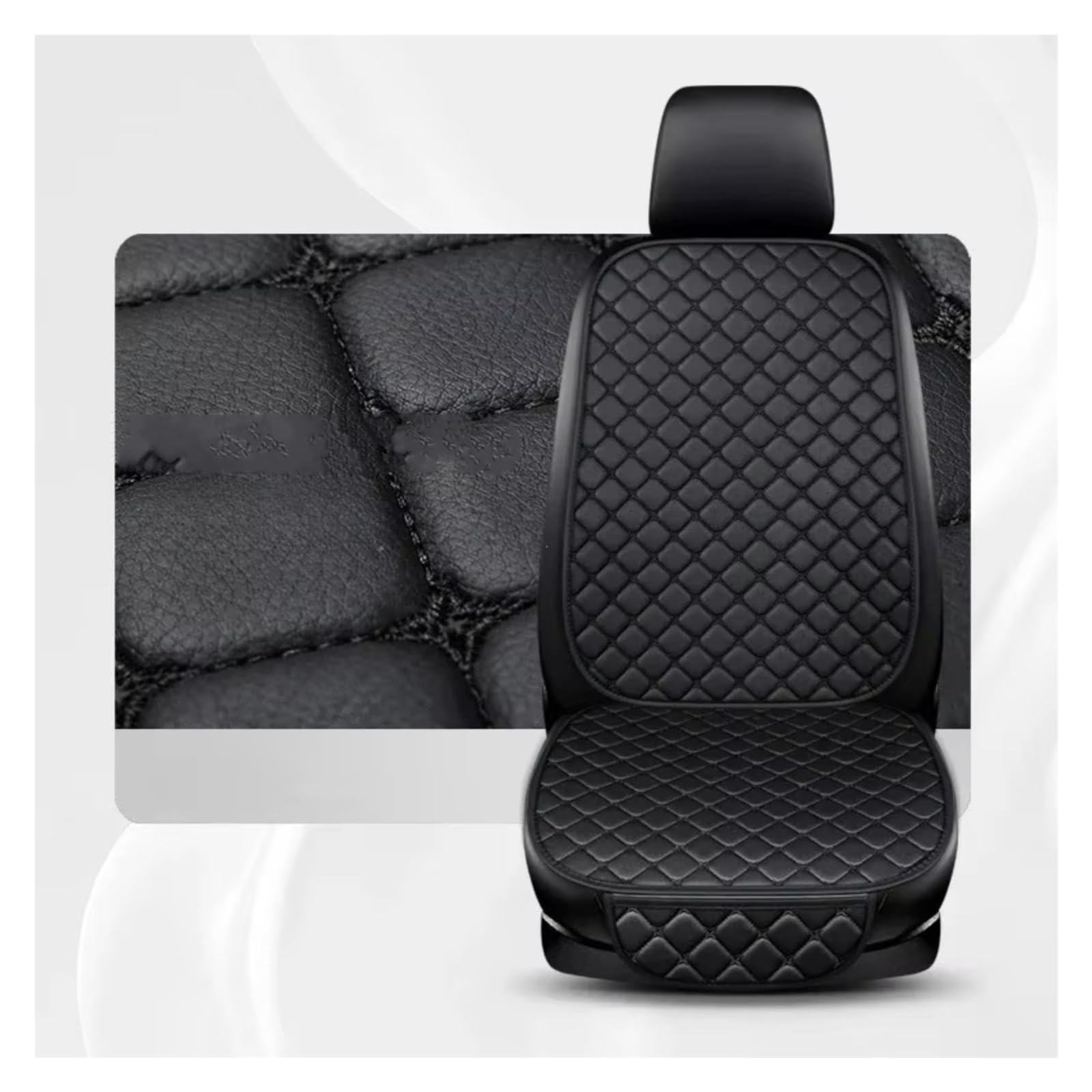 Autositzbezüge Universal Leder Autositzbezüge Vier Jahreszeiten Vorne/Hinten Sitzschutz Autositzkissen Pad Matte Auto Innen(1PC Front Black) von WEIFANAA