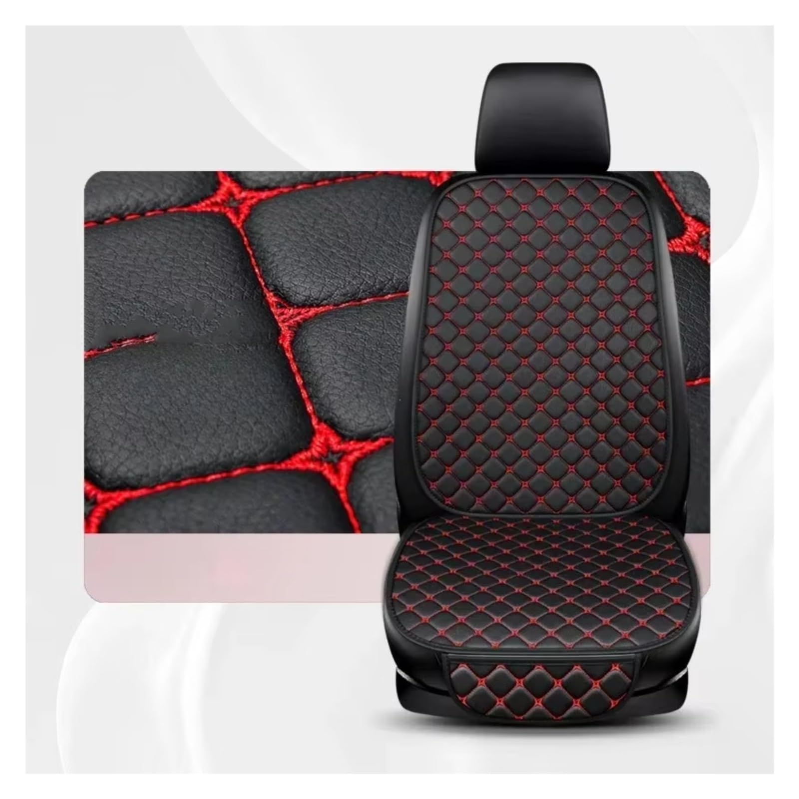 Autositzbezüge Universal Leder Autositzbezüge Vier Jahreszeiten Vorne/Hinten Sitzschutz Autositzkissen Pad Matte Auto Innen(1PC Front BlackRed) von WEIFANAA