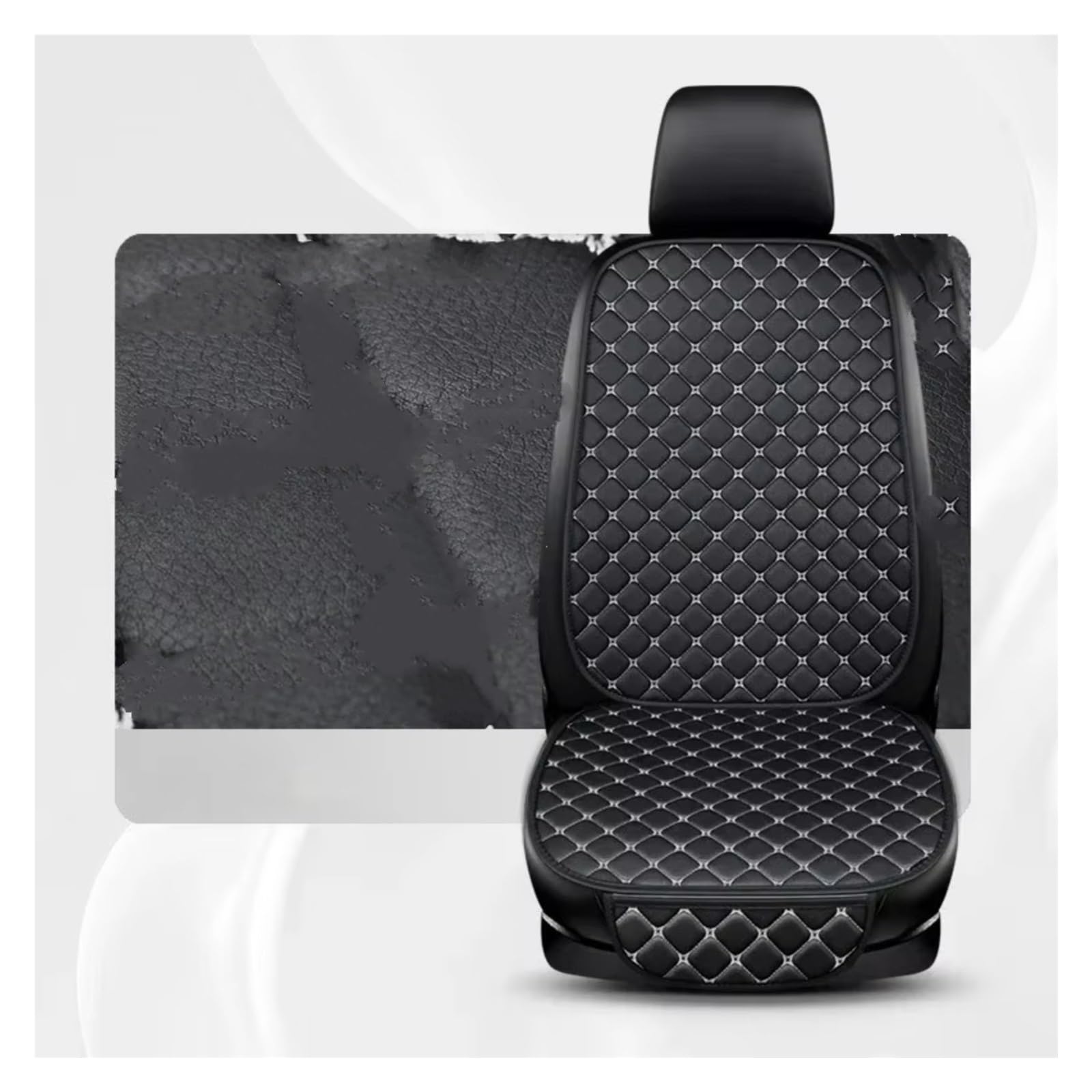 Autositzbezüge Universal Leder Autositzbezüge Vier Jahreszeiten Vorne/Hinten Sitzschutz Autositzkissen Pad Matte Auto Innen(1PC Front Blackwhite) von WEIFANAA