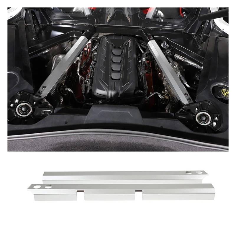 Interieur Zubehör Für Chevrolet Für Corvette C8 Für Stingray Z51 Z06 2020-2023 Auto Motorraum Kippstange Zierleiste Schutzkappe Auto Innenraum(Silber) von WEIFANAA