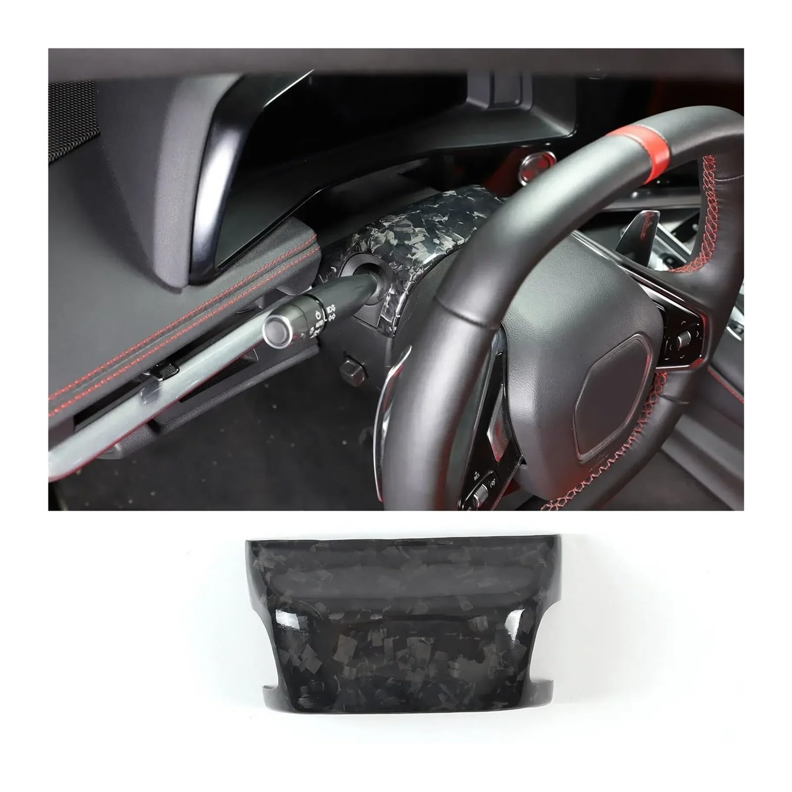 Interieur Zubehör Für Chevrolet Für Corvette C8 Z06 2020 2021 2022 2023 2024 Auto Lenkradsäule Wischerbasis Obere Abdeckungsverkleidung Auto Innenraum(Style A Forged Pattern) von WEIFANAA