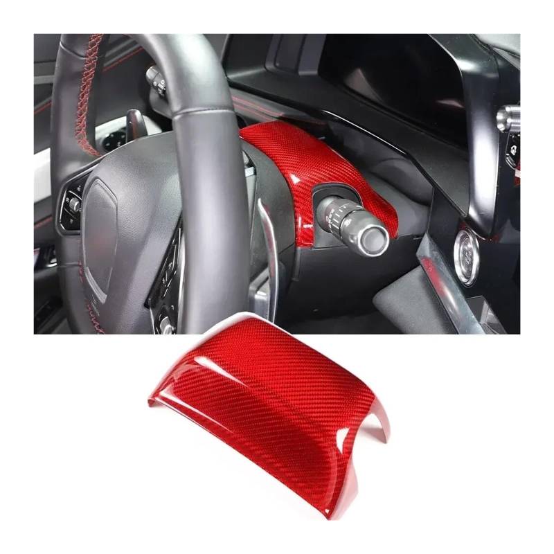 Interieur Zubehör Für Chevrolet Für Corvette C8 Z06 2020 2021 2022 2023 2024 Auto Lenkradsäule Wischerbasis Obere Abdeckungsverkleidung Auto Innenraum(Style A red) von WEIFANAA