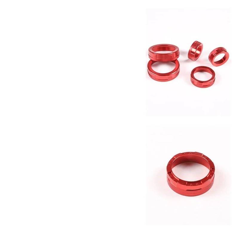 Interieur Zubehör Für Ford Für Maverick 2022 2023 2024 Aluminium Center Console Auto Gangschaltung Schalter Taste Ring Trim Abdeckung Auto Innenraum(Red 6PCS) von WEIFANAA