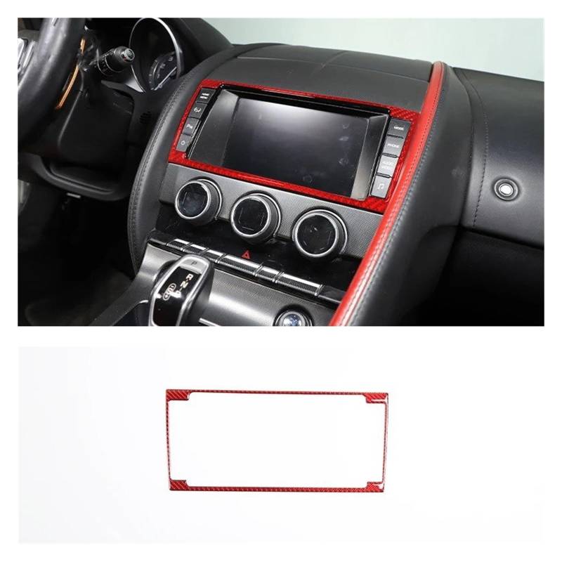 Interieur Zubehör Für Jaguar Für F-Type 2013-2022 Rot Weiche Kohlefaserfarbe Autoinnenraum Zentrale Bedienfeldabdeckung Zieraufkleber Auto Innenraum(G) von WEIFANAA